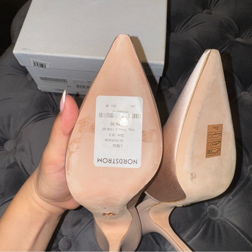 New Size 38.5 Christian Dior J'adior Satin Slingback Nude Pumps - Picture 7 of 12